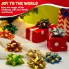 imageJOYIN 75 PCS 3 Inch Christmas Self Adhesive Gift Bows and 2 Rolls of Christmas Curling Ribbons for Baskets Wine Bottles Decoration Gift Wrapping and Decoration PresentGolden  Blue  Green  Red  Silver