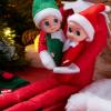 imageJOYIN Christmas 2PCS Tiny Elf Doll with 1 Red and 1 Green Elf Doll in Dark Skin with Christmas Dress Holiday Decoration Accessories Tiny Gift for Girls Boys Kids AdultsClassic
