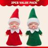 imageJOYIN Christmas 2PCS Tiny Elf Doll with 1 Red and 1 Green Elf Doll in Dark Skin with Christmas Dress Holiday Decoration Accessories Tiny Gift for Girls Boys Kids AdultsCute