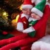 imageJOYIN Christmas 2PCS Tiny Elf Doll with 1 Red and 1 Green Elf Doll in Dark Skin with Christmas Dress Holiday Decoration Accessories Tiny Gift for Girls Boys Kids AdultsCute