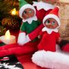 imageJOYIN Christmas 2PCS Tiny Elf Doll with 1 Red and 1 Green Elf Doll in Dark Skin with Christmas Dress Holiday Decoration Accessories Tiny Gift for Girls Boys Kids AdultsDark Skin