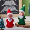 imageJOYIN Christmas 2PCS Tiny Elf Doll with 1 Red and 1 Green Elf Doll in Dark Skin with Christmas Dress Holiday Decoration Accessories Tiny Gift for Girls Boys Kids AdultsClassic