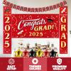 imageJOYIN Graduation Party Decorations Class of 2025 Red Grad Celebration Supplies Set with Backdrop Banner Porch Sign Balloons Foil Number 2025 Hanging Strip for High School College Grad PartyRed  Gold