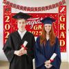 imageJOYIN Graduation Party Decorations Class of 2025 Red Grad Celebration Supplies Set with Backdrop Banner Porch Sign Balloons Foil Number 2025 Hanging Strip for High School College Grad PartyRed  Gold