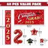 imageJOYIN Graduation Party Decorations Class of 2025 Red Grad Celebration Supplies Set with Backdrop Banner Porch Sign Balloons Foil Number 2025 Hanging Strip for High School College Grad PartyRed  Gold