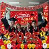 imageJOYIN Graduation Party Decorations Class of 2025 Red Grad Celebration Supplies Set with Backdrop Banner Porch Sign Balloons Foil Number 2025 Hanging Strip for High School College Grad PartyRed  Gold