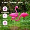 imageJOYIN Set of 6 Small Pink Flamingo Yard Ornament Stakes Mini Lawn Plastic Flamingo Statue with Metal Legs for Sidewalks Outdoor Garden Luau Party Tropical Party Decor 2 Styles