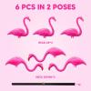 imageJOYIN Set of 6 Small Pink Flamingo Yard Ornament Stakes Mini Lawn Plastic Flamingo Statue with Metal Legs for Sidewalks Outdoor Garden Luau Party Tropical Party Decor 2 Styles