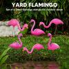 imageJOYIN Set of 6 Small Pink Flamingo Yard Ornament Stakes Mini Lawn Plastic Flamingo Statue with Metal Legs for Sidewalks Outdoor Garden Luau Party Tropical Party Decor 2 Styles