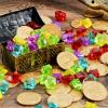 imageJOYIN Toy 288 Pieces Pirate Gold Coins and Pirate Gems Jewelry Playset Pack Party Favor 144 Coins144 Gems
