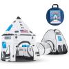 imageJOYIN White Rocket Ship Pop up Play Tent with Tunnel and Playhouse Kids Indoor Outdoor Spaceship Tent Set