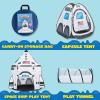 imageJOYIN White Rocket Ship Pop up Play Tent with Tunnel and Playhouse Kids Indoor Outdoor Spaceship Tent Set
