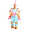 imageSpooktacular Creations Kids Inflatable Halloween Costume Riding a Unicorn Colorful Air Blowup Set with Hat Hallowen PartyBlue