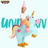 imageSpooktacular Creations Kids Inflatable Halloween Costume Riding a Unicorn Colorful Air Blowup Set with Hat Hallowen PartyBlue