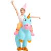 imageSpooktacular Creations Kids Inflatable Halloween Costume Riding a Unicorn Colorful Air Blowup Set with Hat Hallowen PartyBlue