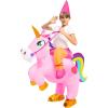 imageSpooktacular Creations Kids Inflatable Halloween Costume Riding a Unicorn Colorful Air Blowup Set with Hat Hallowen PartyPink