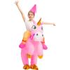 imageSpooktacular Creations Kids Inflatable Halloween Costume Riding a Unicorn Colorful Air Blowup Set with Hat Hallowen PartyPink