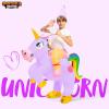 imageSpooktacular Creations Kids Inflatable Halloween Costume Riding a Unicorn Colorful Air Blowup Set with Hat Hallowen PartyPurple