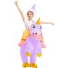 imageSpooktacular Creations Kids Inflatable Halloween Costume Riding a Unicorn Colorful Air Blowup Set with Hat Hallowen PartyPurple