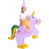 imageSpooktacular Creations Kids Inflatable Halloween Costume Riding a Unicorn Colorful Air Blowup Set with Hat Hallowen PartyPurple