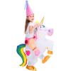 imageSpooktacular Creations Kids Inflatable Halloween Costume Riding a Unicorn Colorful Air Blowup Set with Hat Hallowen PartyWhite
