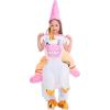 imageSpooktacular Creations Kids Inflatable Halloween Costume Riding a Unicorn Colorful Air Blowup Set with Hat Hallowen PartyWhite