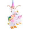 imageSpooktacular Creations Kids Inflatable Halloween Costume Riding a Unicorn Colorful Air Blowup Set with Hat Hallowen PartyWhite