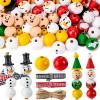 imageJOYIN 173 Pcs Christmas DIY Wooden Beads Craft Printed Wood Round Beads Make Up to 30 Hanging Ornaments of Snowman Santa Santa ampamp Elf for Christmas Craft Xmas Holiday DecorationArt Activities