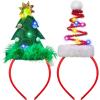 imageJOYIN 2 PCS Lighted Christmas Headbands with LED lights in Springy Santa Hat Tree Designs for Christmas and Holiday Parties ONE SIZE FIT ALL