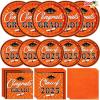 imageJOYIN 2025 Graduation Party Plates and Napkins Orange Tableware Set Supplies 200 PCS Graduation Disposable Paper Plates Cocktail Napkins for Congrats Grad Party Decorations Celebration Serve 50Orange