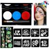 imageJOYIN 22PCS Red White Blue 4th of July Glowing Face Paint Set Glow in the dark Patriotic Makeup with Stencils Sticker Temporary Tattoos for Independence Day Memorial Day Party Party Favors