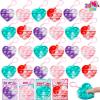 imageJOYIN 28 Packs Valentines Day Gift Cards with Pop Bubble Fidget Toys Heart Keychain Stress Relief Fidget Toy for Kids Adult Party Favors School Classmate Valentines GiftsClassic Heart
