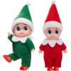 imageJOYIN 2PCS Christmas Elf Plush Doll Red and Pink Tiny Soft Plush Elf Doll Accessories for Christmas Holiday Decorations DressUp PartyRed Green