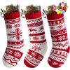 imageJOYIN 3 Pack 18 Knit Christmas Stockings ReindeerChristmas TreeSnow Flakes Knitted Stocking Decorations for Holiday Tree Decorred basic