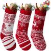 imageJOYIN 3 Pack 18 Knit Christmas Stockings ReindeerChristmas TreeSnow Flakes Knitted Stocking Decorations for Holiday Tree Decorred classic