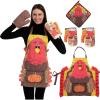 imageJOYIN 3 Pcs Thanksgiving Kitchen Linens Set with Apron Oven Mitts and Pot Holder in Turkey Design Thanksgiving Kitchen Accessories