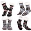 imageJOYIN 4 PCS Christmas Fuzzy Slipper Socks Soft Crew Socks Deer Patterns for Winter Christmas Holiday or Birthday Gift