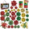 imageJOYIN 40 PCS Christmas Present Bows Assortment with 34 MultiColored Assorted Size Self Adhesive Gift Bows 2 Curly 2 Tinsel and 2 Rolls of Curling Ribbons for Present WrappingGold  Green  Red