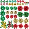 imageJOYIN 42 Pcs Gift Bows Assortment for Christmas with 36 MultiColored Assorted Size Self Adhesive Bows 4 Tinsel and 2 Curly for Gift Wrapping Christmas Wrapping Ribbon 3 SizesGreen red gold