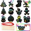 imageJOYIN 48 Pcs Christmas Scratch Art Ornaments Rainbow Color Scratch Paper in Front Side ampamp Coloring Card in Back Side Scratch Off Kids Party Favors Supplies Holiday DIY Art Craft Kit Activities Gifts