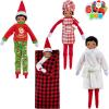 imageJOYIN 6 PCS Christmas Doll Clothes Christmas Doll Sleeping Bag Apron Bathrobes and Hat for Holiday Outfits Accessories Decorations