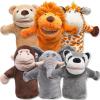imageJOYIN 6Pcs Kids Hand Puppet Set with Working Mouth Toddler Animal Plush Toy Includes Elephant Giraffe Lion Bear Raccoon and Monkey for Show Theater Christmas Birthday Gifts for Kid Age 3Animal Friends
