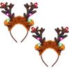 imageJOYIN Christmas 2PCS Reindeer Headband LightUp LED Antlers Reindeer Hat Holiday Headbands for Christmas Party Supplies and Holiday Parties Favors ONE SIZE FITS ALL