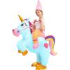 imageSpooktacular Creations Kids Inflatable Halloween Costume Riding a Unicorn Colorful Air Blowup Set with Hat Hallowen PartyBlue