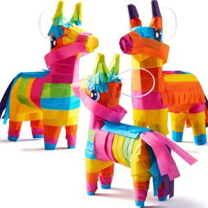 image3 pcs Mini Donkey Pinatas 7quotx55quot Cinco De Mayo Rainbow Color for Fun Fiesta Taco Party Supplies Luau Event Photo Props Mexican Theme Decoration Carnivals Festivals Taco Tuesday Event
