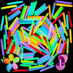 imageJOYIN 100 Mini Glow Sticks17quot 8 Colors Glow in The Dark for Easter Eggs Party FavorsEaster Basket Stuffer Party Pack Weddings Classroom Decorations Prizes
