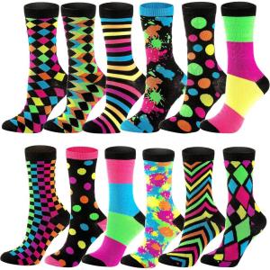 imageJOYIN 12 Pairs Christmas Socks Christmas Crew Socks for Women Holiday or Birthday GiftBlack Mix