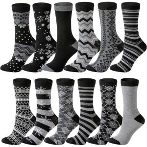 imageJOYIN 12 Pairs Christmas Socks Christmas Crew Socks for Women Holiday or Birthday GiftGray Mix