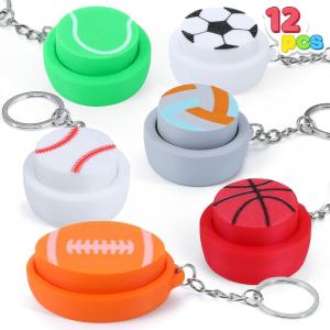 imageJOYIN 12 Pcs Sports Balls Fidget Clicker Toys 3D Printed Sensory Clicker Keychain Fidget Toys for Relief Stress Autism Hyperactivity Kids Adults Birthday Gifts Goodie Bags StuffersSports Balls