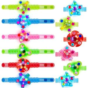imageJOYIN 12 Psck LED Light Up Fidget Spinner Bracelets Glow in The Dark Fidget Party Favors for Kids Halloween Goodie Bags Stuffers Treasure Box Toys for Classroom Birthday Gifts For Boys Girls